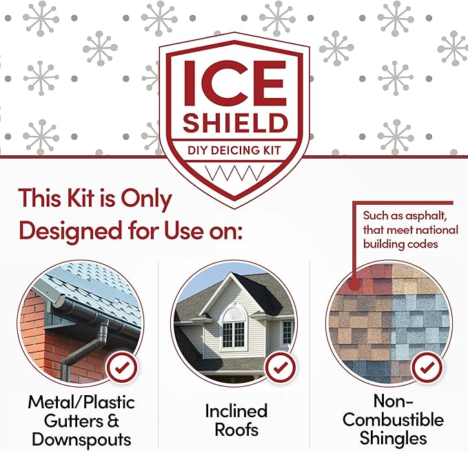 WarmlyYours Roof Snow De-Icing Heat Cable 120 ft., 5 Watts/ft. Heat Tape for Roof and Gutters, Ice Dam and Snow Damage Prevention System with Clips and Spacers (Ice Shield)