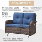 HUMMUH Patio Furniture 7-Piece PE Wicker Outdoor Conversation Set,All-Weather Swivel and Rocking Chairs,Glider Loveseat,Coffee Tables for Backyard,Poolside,Deck
