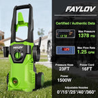 Pressure Washer - True 1378 PSI 1.25 GPM Power Washer with No-Bend 360° Nozzle, Foam Cannon & Complete 4-Nozzle Set for Car, Driveway, Patio