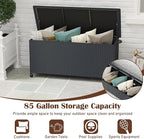 RELAX4LIFE 85-Gallon Deck Box with Wheels - Wicker Rattan Storage Bin Container w/Waterproof Liner & Gas Strut for Patio Cushions, Garden Tools, Pool Supplies, Indoor Outdoor Storage Box (Black)