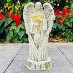 Angel Statue for Garden, Solar Angel for Cemetery Decorations, Unique Funeral Memorial Gifts, Praying Angel Cross Memorial Statue