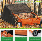 48" Lawn Sweeper Tow Behind, Grass Sweeper Tow Behind with 25.16 cu. ft Large Hopper, Heavy Duty Leaf & Grass Collector, Adjustable Brush Height Lever and Dumping Rope, Lawn and Yard Cleanup Tool