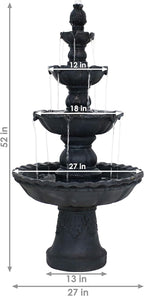 Sunnydaze Pineapple 52-Inch 4-Tier Outdoor Water Fountain - Tall Outdoor Fountain for Garden, Patio or Yard - Black