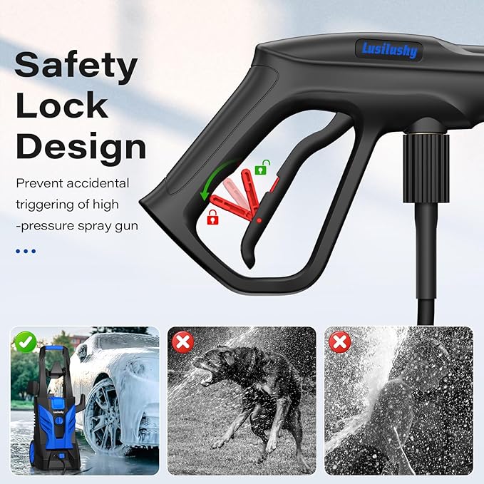 Pressure Washer, Power Washer with 4 Nozzles and Foam Cannon, High Pressure Cleaning Machine for Cars, Driveways, Fences, Patios, Home Cleaning