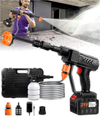 Cordless Pressure Washer Battery Operated, 500 PSI Cordless Power Washer with 6-in-1 Nozzle & Foam Cannon, Handheld Pressure Washer with Triple Water Source & 16FT Hose for Car, Home, Yard