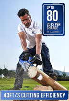 WILD BADGER POWER Brushless 12 Inch Chainsaw Cordless, 20V Battery Chainsaw with 1 x 4.0Ah Battery, Electric Chainsaws with Tool-free Chain Tension, Auto Oiling for Wood Cutting Trimming Branch