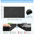 3 mm Thickened Outdoor Storage Shed Mat, 4.9x9.2 ft Waterproof Shed Flooring Mat for Patio Furniture Floor Protecting from Wear/Liquid/Dust/Oil, Non-Slip Felt Rubber Rug Pad [Grey]