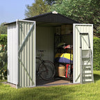 Patiowell 6x4 FT Outdoor Storage Shed, Garden Tool Storage Shed with Sloping Roof and Double Lockable Door, Outdoor Shed for Garden Backyard Patio Lawn,White