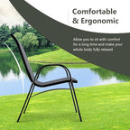 Tangkula Patio Dining Chairs Set of 4, Outdoor Stackable All Weather Heavy Duty Dining Chairs Set with Armrests, Support 330 LBS, for Poolside, Backyard, Garden, Deck, Front Porch (Grey)