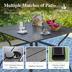 HERA'S HOUSE Outdoor Dining Set 5-Piece, 4 PE Wicker Patio Chair with Cushion & 37" Square Metal Dining Table with 1.57" Umbrella Hole for Lawn Garden Backyard Deck