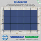 Inground Pool Cover Safety Fits Rectangle Swimming Pool, Mesh Solid Pool Cover for Inground Pools,Winter Pool Safety Cover Includes Safety Net and Installation Tools Blue (Blue, Fits 14x28ft Pools)