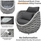 2 PCS Deck Furniture Accent Chair: Aluminum Woven Rope Chair - Outdoor Lounge Armchair Cushioned - Modern Patio Seating Assembled - All Weather for 400lbs Porch Lanai Balcony Yard Garden Hotel