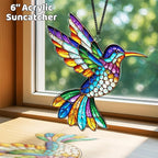 2 Cardinal Hummingbird Acrylic Suncatchers, Bird Window Hanging Ornaments, Fall Decorations for Home, Gifts for Bird Lovers, Women, Friends, Memorial Keepsake SS351
