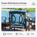 MFSTUDIO 4 Pieces Outdoor Patio Furniture Set, Metal Outdoor Conversation Set, Rattan Wicker Patio Sectional Sofa Set with 2 x Swivel Single Sofa, 2-Seat Sofa, 1 x Coffee Table, Navy Blue