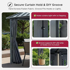 SUNJOY Kingston 10' x 10' Hardtop Gazebo with Galvanized Steel Double Roof, Curtain and Netting, Gray Aluminum Posts Permanent Pavilion Gazebo for Garden, Patio, Deck, Lawn