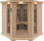 SteamSpa 1-5 Person Low EMF Carbon FAR Infrared Hemlock Wood and Tempered Glass Indoor Home Sauna Room with LED Touch Control Panel, Color LED Therapy Light, Bluetooth Speaker, Oxygen