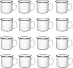 Set of 16 Ceramic Campfire Mugs – 15 Oz, White – Coffee & Tea Cups for Home, Work, Travel, Camping – Customizable, Great for DIY, Events, Companies