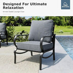 MFSTUDIO 5 Pieces Patio Conversation Sets, 7 Seats Metal Patio Furniture Sets with 1 x 3-Seat Sofa, 2 x Sofa Chairs, 2 x Ottoman, All Weather Steel Patio Sets with 5.75inch Grey Cushion for Garden