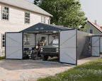 Metal Garage Shed, 13x20x8.5' Large Outdoor Storage Building and Workshop, Weatherproof Steel Carport with Ultra-Reinforced Truss System, Skylights & Dual-Entry
