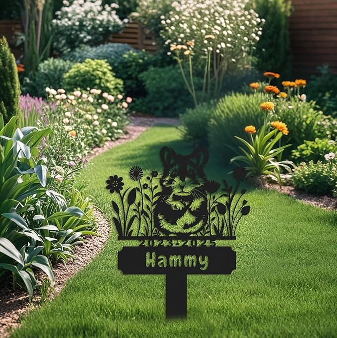Personalized Hamster Memorial Stake,Pet Plaque Hamster Lover,Metal Hamster Grave Marker,Remembrance Stake,Outdoor Garden Yard Sign hamster 16inch