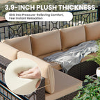 13 Pieces Outdoor Patio Furniture Set with Propane Fire Pit Table Outdoor Furniture Patio Sectional Sofa Conversation Sets w/ETL Approved 43" Gas Outdoor Fire Table & Coffee Table Brown
