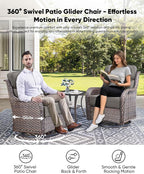 HUMMUH Wicker Patio Furniture Set 6inch Thick Cushion Deep Seat Outdoor Swivel Rocker Patio Chairs Set of 2 with Ottomans Conversation Set for Porch Garden Deck