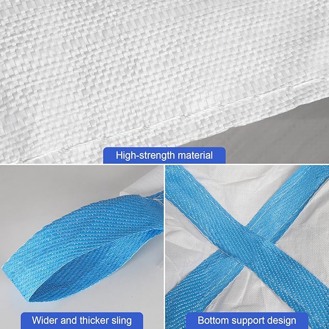 2 Pack FIBC Bulk Bag, 1.5 Ton Bag, 35"L x 35"W x 43"H, 3300lbs SWL, Duffle Top Flat Bottom, Heavy Duty Bulk Bags for Industry Agriculture