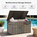 PURPLE LEAF Outdoor Deck Box 120 Gallon Waterproof Lockable Storage Box Container with Lid Deck Organization for Patio Cushions Side Table Pool Accessories Garden Tools, Brown