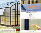 AMERLIFE 12x13.5x9 FT Polycarbonate Greenhouse with Quick Connector Fast Assembly, Large Greenhouses for Outdoors, Swing 2 Doors 4 Vents , Black