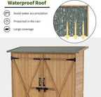 MCombo Outdoor Storage Cabinet with Shelves, Wood Garden Shed with Floor, Outside Tool Shed with 2 Lockable Doors for Yard Patio Lawn, 1400 (Natural)