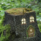 Resin Fairy Door and Window with Lantern for Trees,Glow in The Dark,Miniature Fairy Garden Accessories,Garden Outdoor Decorations for Trees,Gnomes House,Elf House