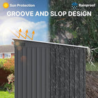 Gizoon 7.4'x5.3' Outdoor Storage Shed Metal Garden Shed with Sliding Lockable Doors, Versatile Tool Bike Shed with Transparent Panel Windows, Outdoor Storage Clearance for Backyard, Patio, Dark Gray