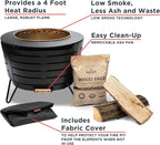 TIKI Patio Fire Pit Bundle – 25-Inch Smokeless Wood Burning Outdoor Fire Pit for Backyard, Patio, Deck & Garden with Removable Ash Pan, Stand & Weather-Resistant Cover – Modern Black Stainless Steel