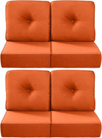 Luxury 22x24/22x25 6-Inch Outdoor Chair Cushions Set of 4 - Heavy Duty Water Repellent Comfortable Cushion for Patio Furniture Set Dining Gliding Rocking Chairs Loveseat L-Shape Sofa - Orange