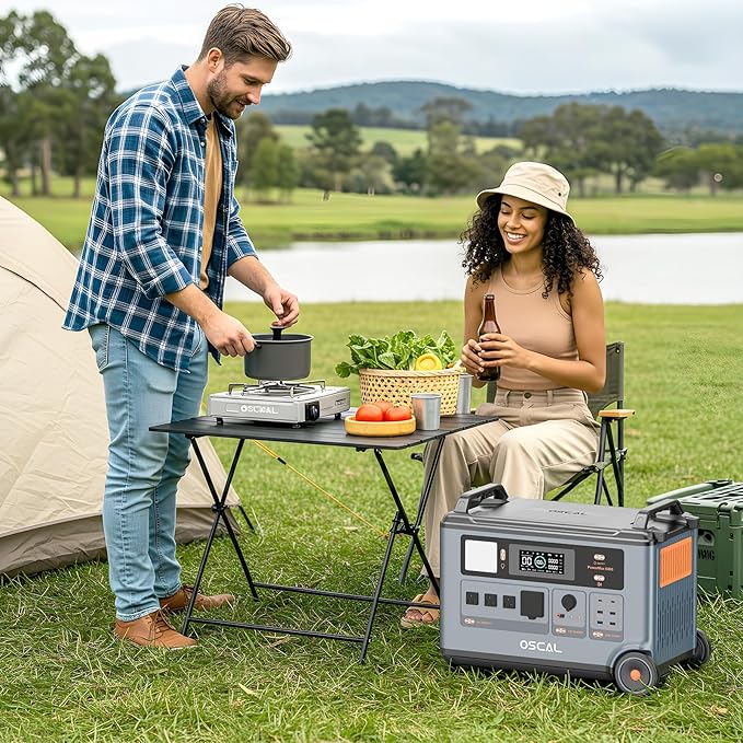 OSCAL 120V/240V Solar Generator 6000W(Peak 7200W) with 2x200W Solar Panel,Promax6000 Dual Voltage 3600WH Lifepo4 Battery Portable Power Station with 14 Outlets,2200W 1.96H Fast Charge,for Home Backup