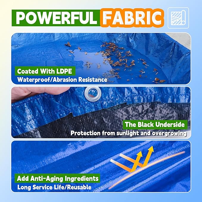 14Ft Pool Covers for(10Ft)Above Ground Pools, Winter Pool Cover,Heavy Duty Above Ground Pool Cover Includes Winch and Cable,UV Protection, Strength&Durability,Blue/Black(Cover Only)