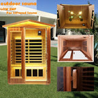 Red Cedar Outdoor Sauna 2 Person,Low EMF Far Infrared Adjustable Sauna,outdoor saunas for home,Traditional Sauna Spa,1850W,8 Heating Plates,LCD Control Panel,Chromotherapy Light,Bluetooth Speaker