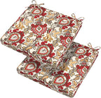 Magpie Fabrics Indoor Outdoor Waterproof Square Chair Cushion, 18" x 18" x 2.5", 2 Pack, Water Resistant Seat Cushions, for Patio Garden Office, Phoenix Red Orange