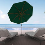 Midtown Umbrellas Sunbrella Umbrella Outdoor Patio Umbrella 2-8 Feet in Forrest Green Acrylic Fabric - Auto-Tilt Aluminum Frame For Backyard Umbrella, Deck Umbrella & Porch Umbrella - Wooden Pole