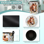 Watercolor Horse Laundry Basket Foldable With Handles Cute Animal Floral Tote Bag Oxford Cloth Colorful Laundry Hamper Clothes Toy Storage Bucket For Bathroom/Laundry/Bedroom 18.9" x 16.5 "