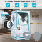 Smartmak Portable Steam Sauna, Personal Steam Sauna Tent at Home, Indoor Full Body Sauna Box, with 4L 1600W Steamer, Remote Control, Folding Chair, 16 Levels