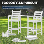 Tall Adirondack Chairs Set of 2, All Weather HDPE Poly Bar Height Balcony Adirondack Chair with Removable Double Connecting Trays, Outdoor Adirondack Barstools for Deck, Patio, Yard, Pool, Lawn
