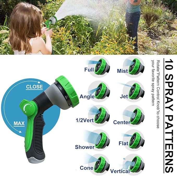 100FT Metal Garden Hose 304 Stainless Steel Flexible Water Hose - No Kink & Tangle Heavy Duty Pipe with Nozzle, Durable 3/4 Metal Fittings and Valve - Rust Proof Puncture Proof for Yard Lawn