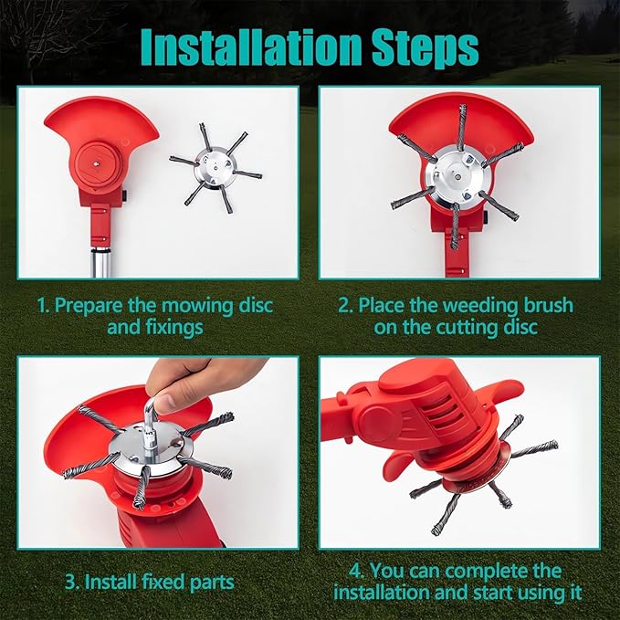 6 Inch Steel Wire Rotary Heavy Duty Weed Brush Cutter Wheel Grass String Trimmer Blades Head Universal Metal Wire Weed Eater Trimming Head Replacement Weed Wacker Weedeater Attachments (6 heads - 6in)