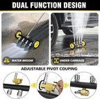 JANZ 16'' Pressure Washer Undercarriage Cleaner and Water Broom Attachment - 4000PSI, 1/4'' Connector - for Electric and Gas Power Washers with 8 replaceable nozzles
