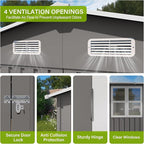 10x14 FT Outdoor Metal Storage Shed, Durable Garden Shed with Three Lockable Doors & Clear Window for Backyard, Patio, All-Weather Shelter for Bike, Gardening Tools, Lawn Mowers, Grey