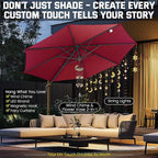 Hotime 10ft Patio Umbrella Outdoor Patio Windproof and Height adjustable, Heavy Duty Aluminum Round Offset Patio Umbrella Cantilever Pool Umbrella with 360°Rotation for Garden Deck Pool, Wine Red
