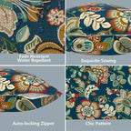 LVTXIII Outdoor Throw Pillow Covers 20 x 20 Inch, Covers ONLY Modern Cute Pattern Decorative Square Toss Pillow Case Pack of 2 for Home Patio Garden Sofa Bed Furniture, Peacock Blue