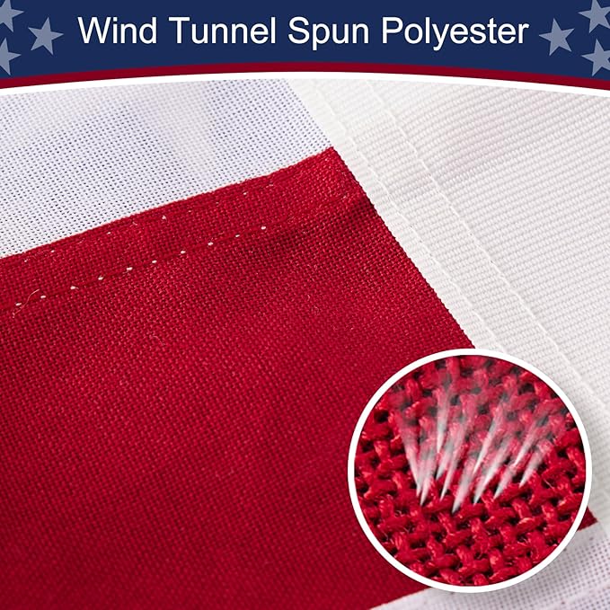 American Flag 5x8 ft Heavy Duty TearProof Series, All Weather High Wind US Flag, Premium Spun Polyester with Embroidered Stars, Sewn Stripes, Brass Grommets for Outdoor Use