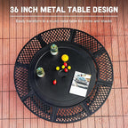 36 Inch Fire Pit with 2 Cooking Grills,Outdoor Wood Burning BBQ Firepit with Lid, 3-in-1 Outdoor Fire Pit for Backyard Deck Bonfire Patio Picnic(Black)